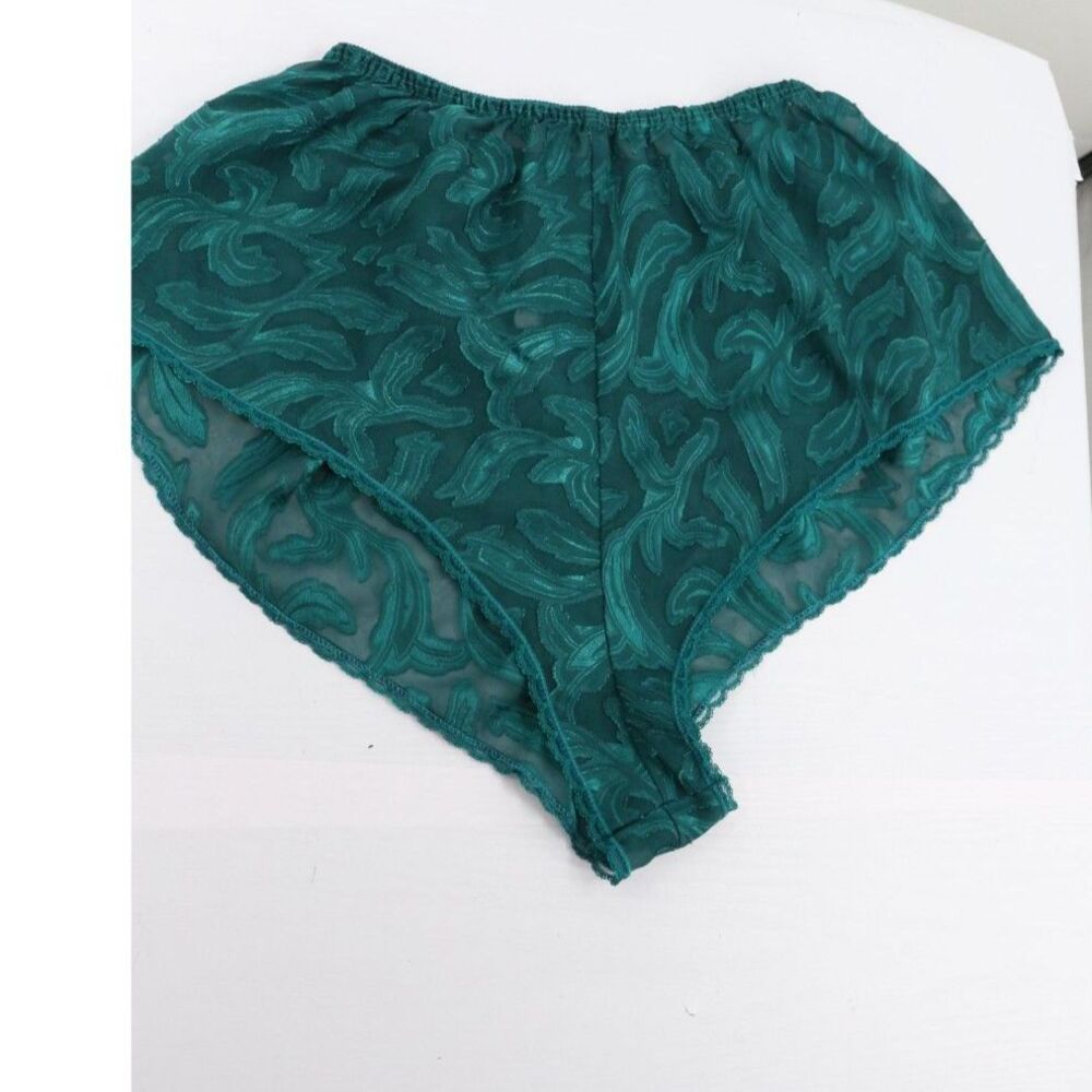 Vintage Womens Lace Boy Short Emerald Green Size Large